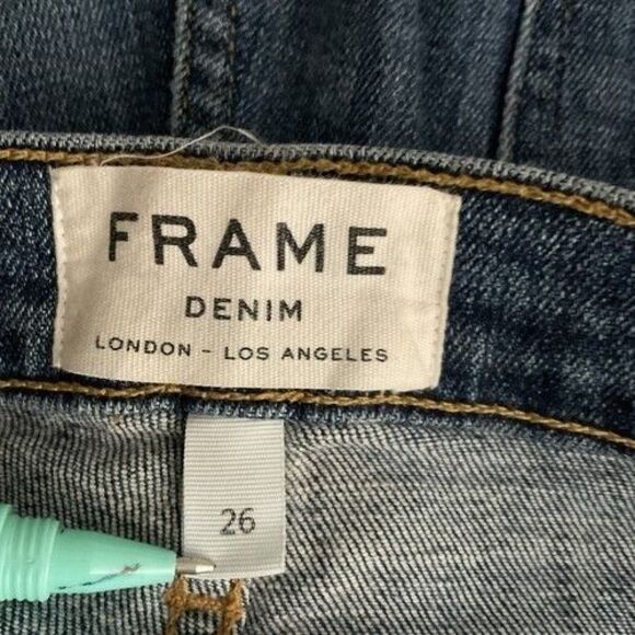 Frame Le Crop Flare Blue Super High Denim Jeans Women Size 26 (Worn 1X) - Picture 2 of 14